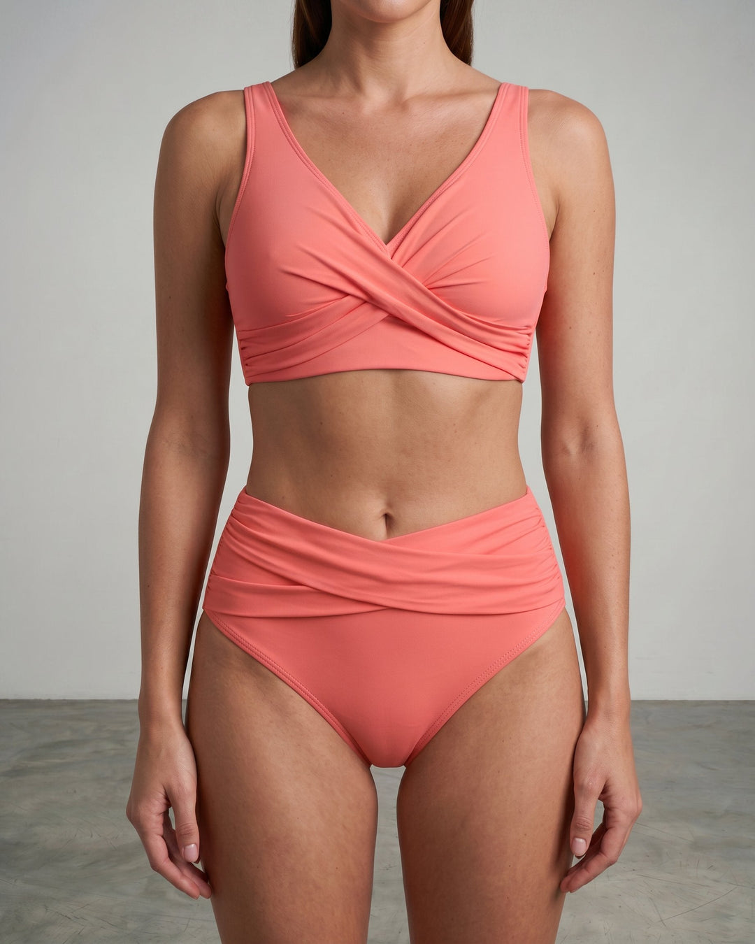 Model wearing women shaping bikini at the beach