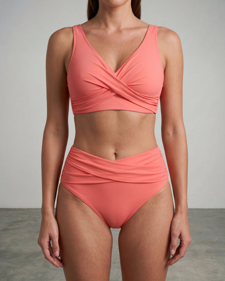 Model wearing women shaping bikini at the beach