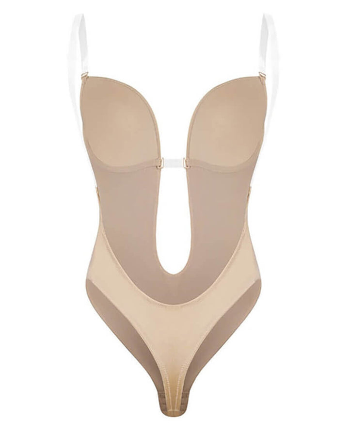 Invisible backless shaping bodysuit, deep V plunge lingerie for women