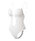 Formfitting shapewear bodysuit, backless and plunge style for women