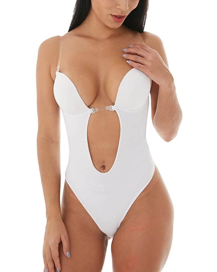Women's invisible shapewear, backless plunge bodysuit for smooth fit