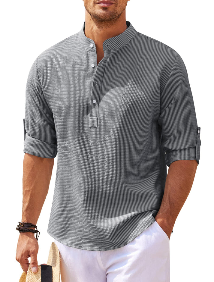 Mens urban casual long-sleeve shirt in breathable fabric
