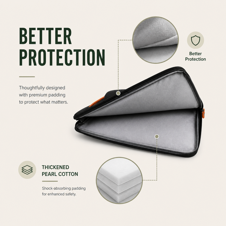 Professional office gear laptop sleeve with soft interior lining