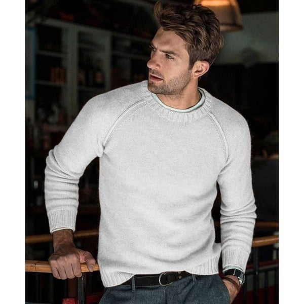 Back view of men regular fit casual pullover knitwear sweater