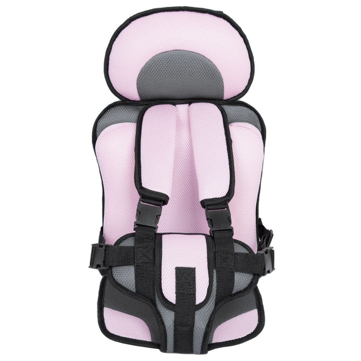 Side profile of adjustable car seat highlighting impact protection design