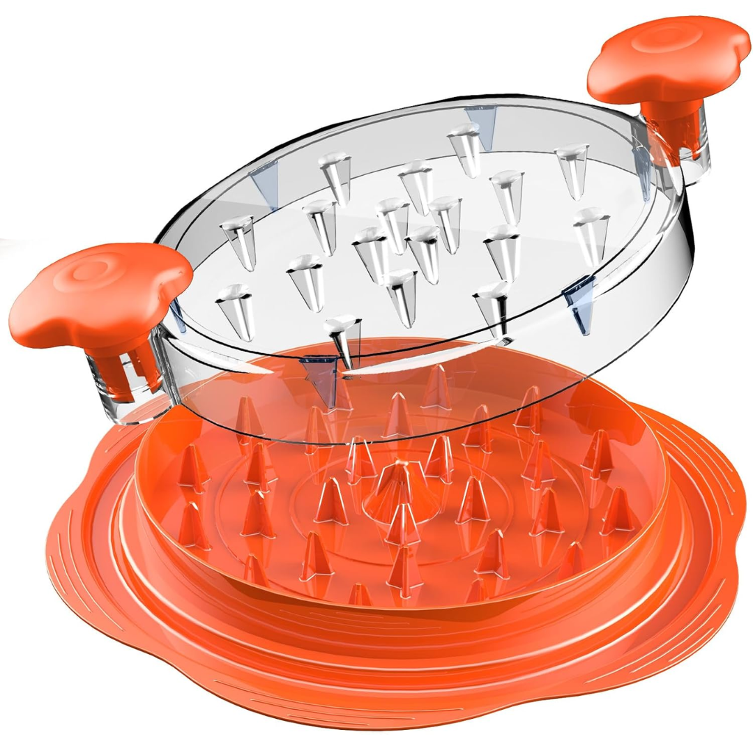 Orange ergonomic meat shredder tool for fast kitchen meal prep
