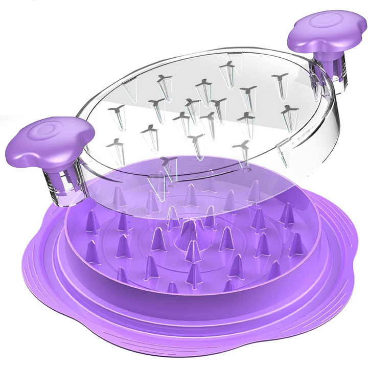 Purple ergonomic chicken shredder tool showcasing twist handles
