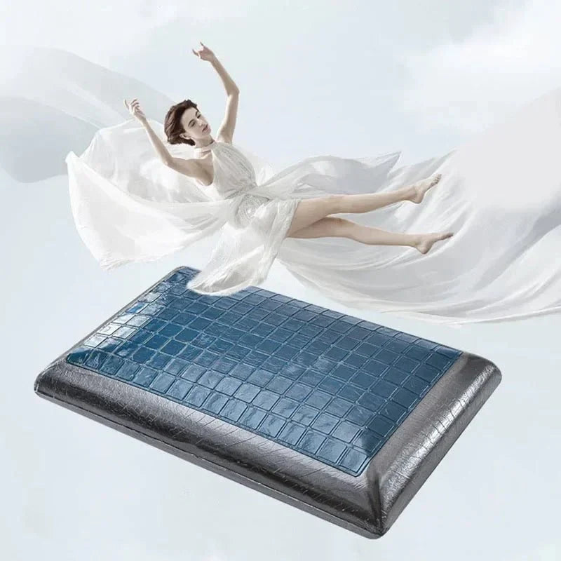 Close up of breathable cover on orthopedic gel pillow for bedroom comfort