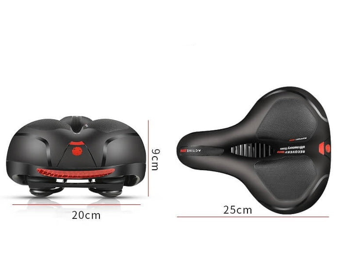 Cyclist riding a bicycle equipped with the ergonomic bike saddle