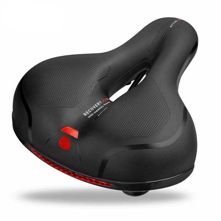 Ergonomic bicycle seat comparison showing pressure relief design