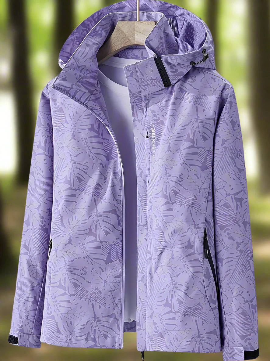 Bryony | Women’s Leaf Print Hooded Waterproof Jacket