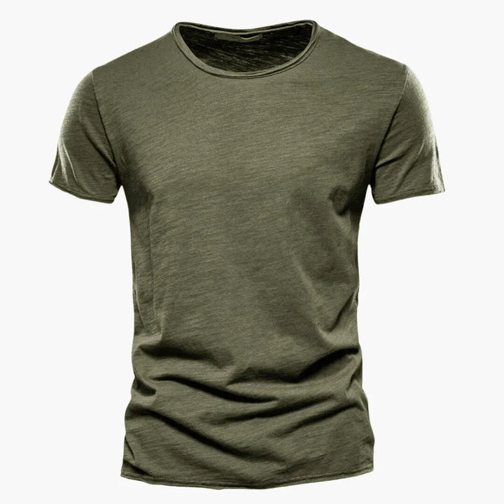 Ethan men's raw-edge crew neck t-shirt in army green