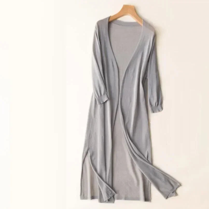 Long sleeve layering piece cardigan for women, fabric close-up