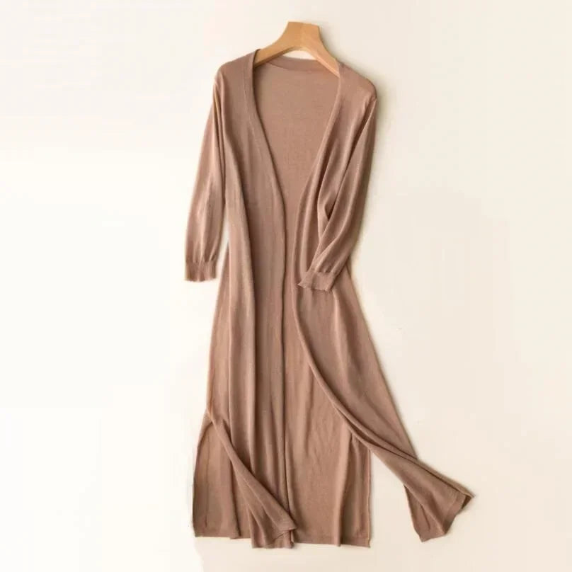 Casual open front cardigan for women styled as an autumn layer