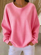 Rosalie | Women’s Textured Round Neck Long Sleeve Sweater