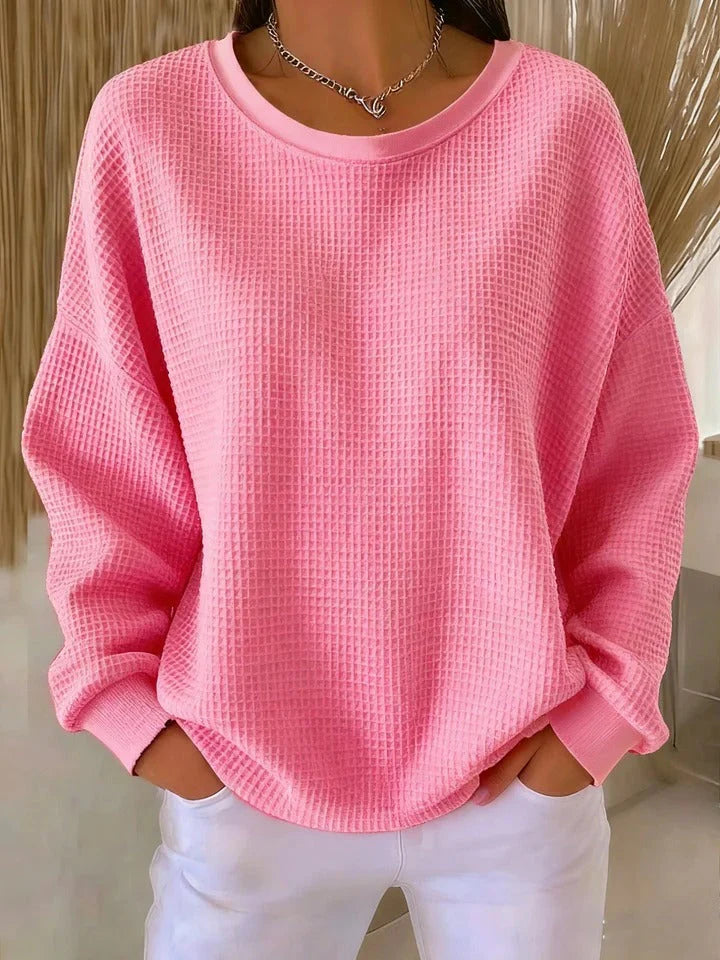 Rosalie | Women’s Textured Round Neck Long Sleeve Sweater