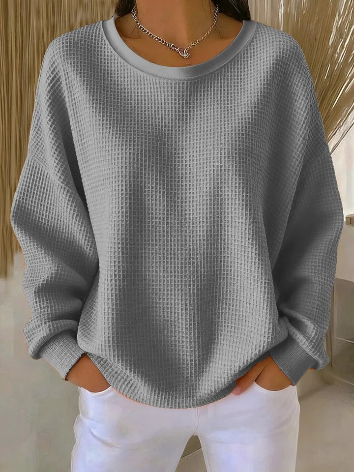 Rosalie | Women’s Textured Round Neck Long Sleeve Sweater