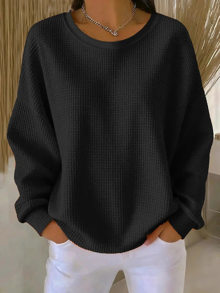 Rosalie | Women’s Textured Round Neck Long Sleeve Sweater