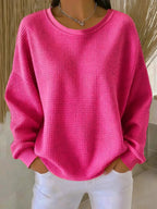 Rosalie | Women’s Textured Round Neck Long Sleeve Sweater