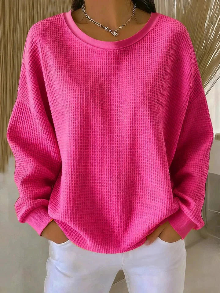 Rosalie | Women’s Textured Round Neck Long Sleeve Sweater