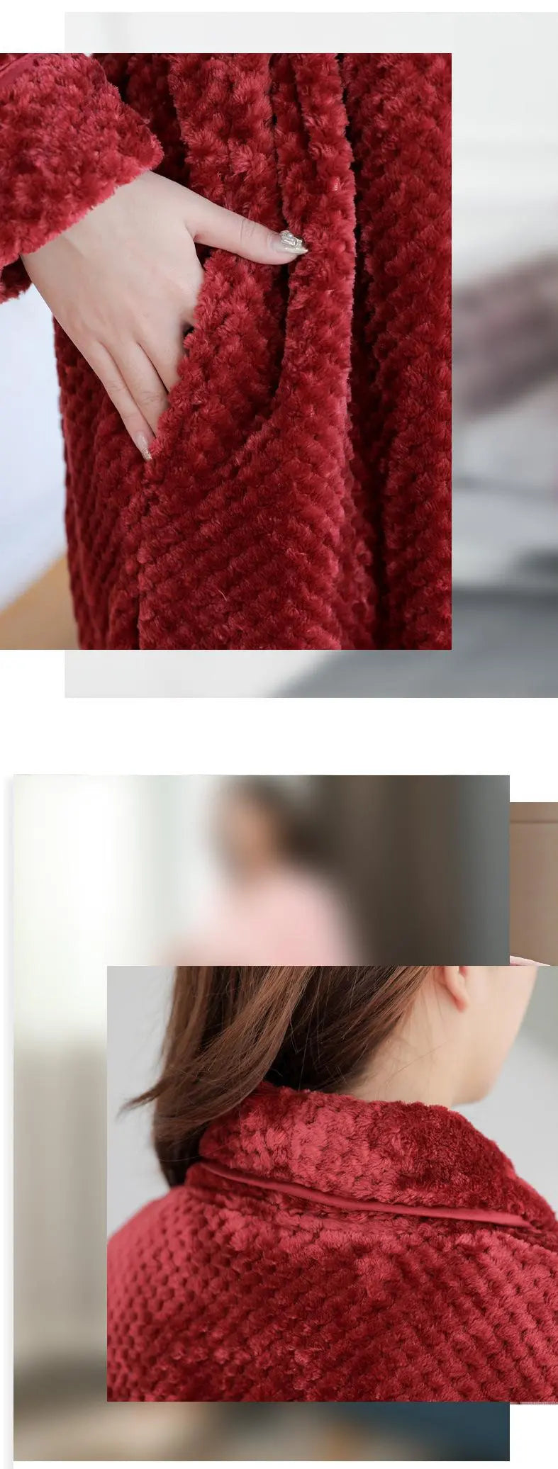 Detailed shot of adjustable waist belt and secure loops on plush bathrobe