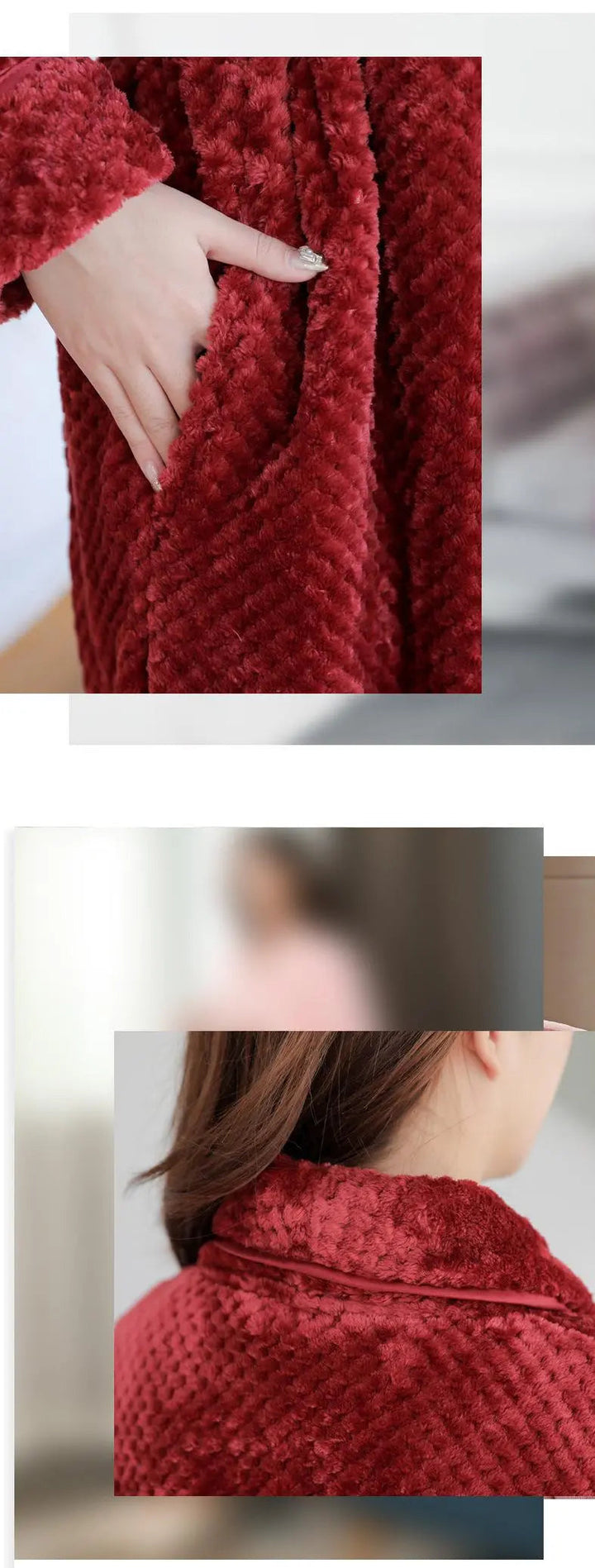Detailed shot of adjustable waist belt and secure loops on plush bathrobe