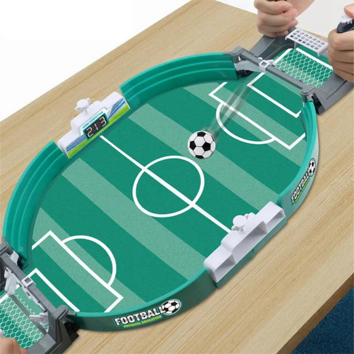 Top view of portable mini soccer board game