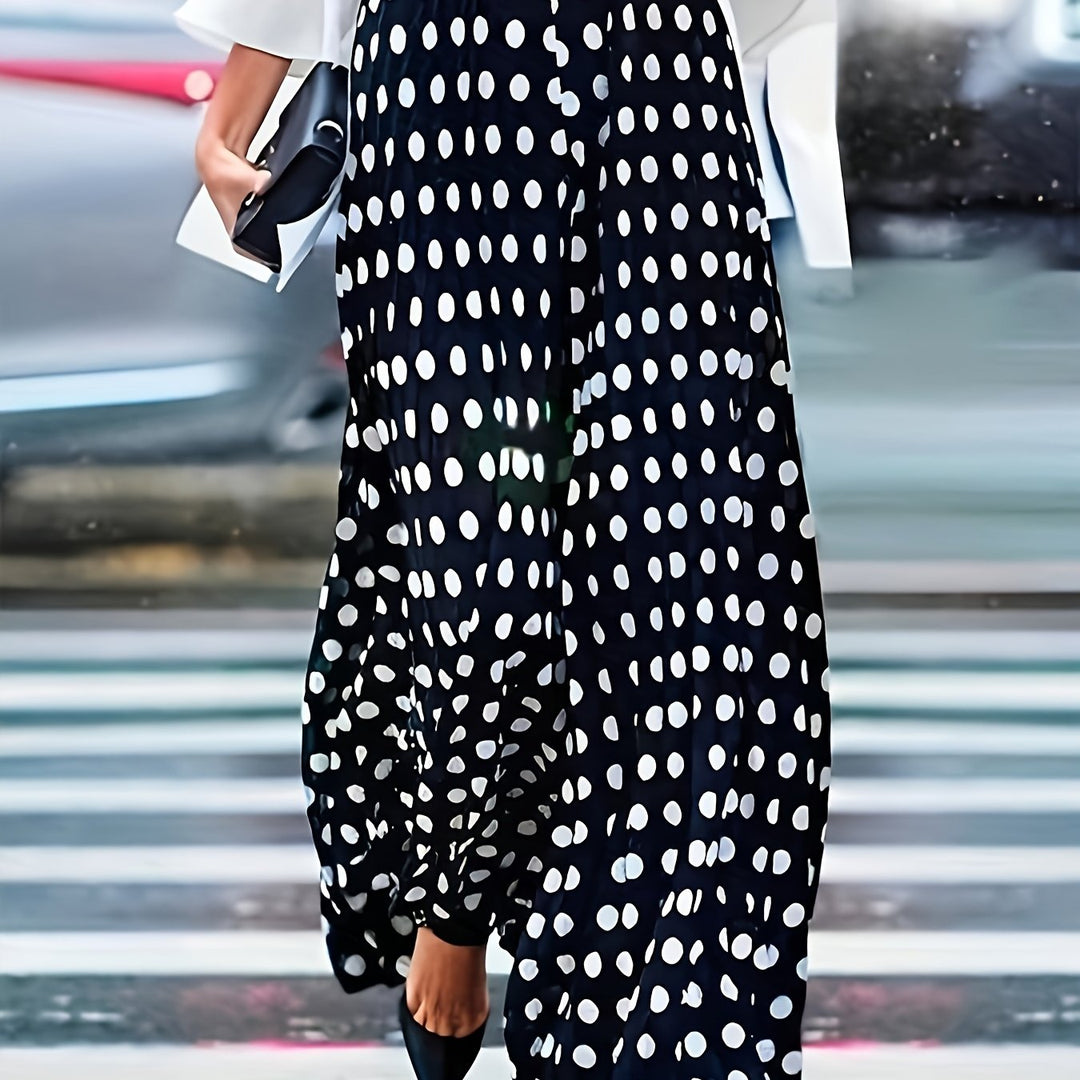 Casual high waist polka dot wide-leg pants for plus size women in motion