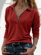 Wynara | Women’s Half Zip Collar Long Sleeve Sweater