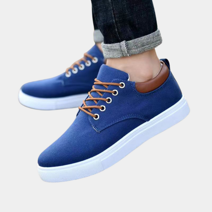 Men's blue casual orthopaedic sneaker with white sole