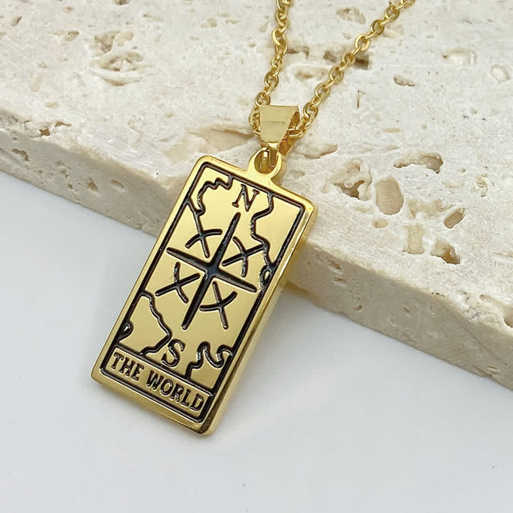 Elegant tarot card necklace in gold, spiritual luck charm jewelry