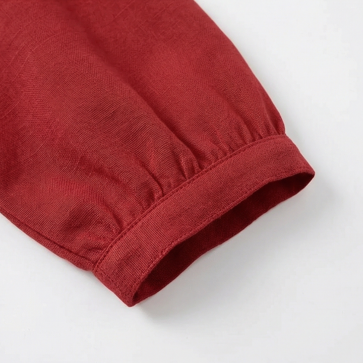 Back view of casual office wear button-up blouse for women