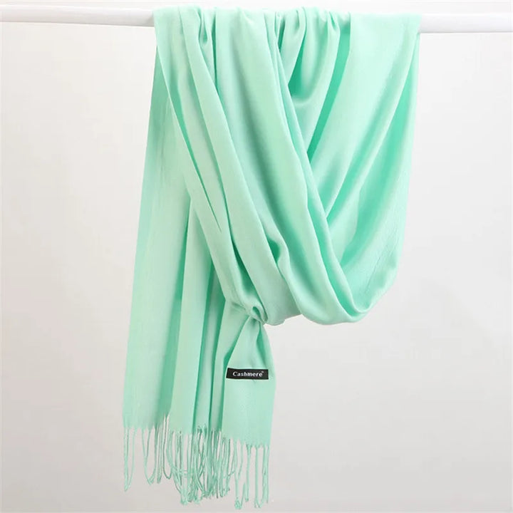 Women's faith versatile winter scarf draped elegantly over shoulders