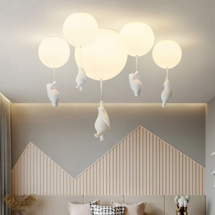 Hanging pendant light for kids bedroom featuring a whimsical bear design