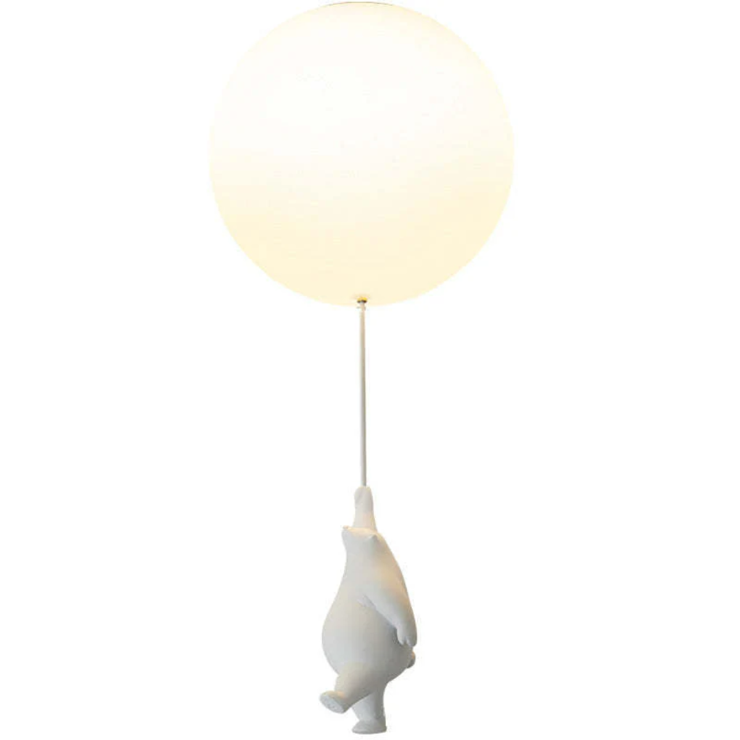 Charming bear balloon pendant ceiling light glowing softly in a nursery