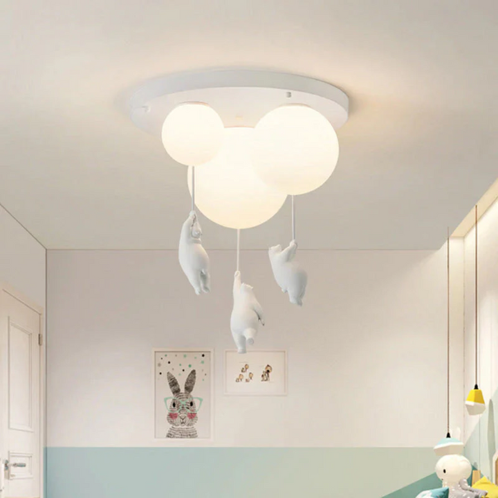 Kids room decor pendant light shaped like a cute bear with a balloon