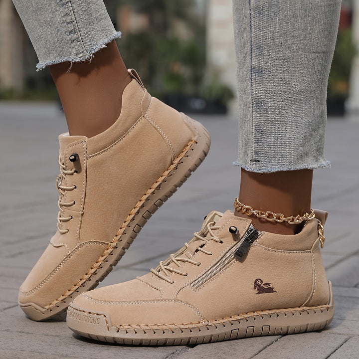 Casual lace-up sneakers with breathable material and wide toe box