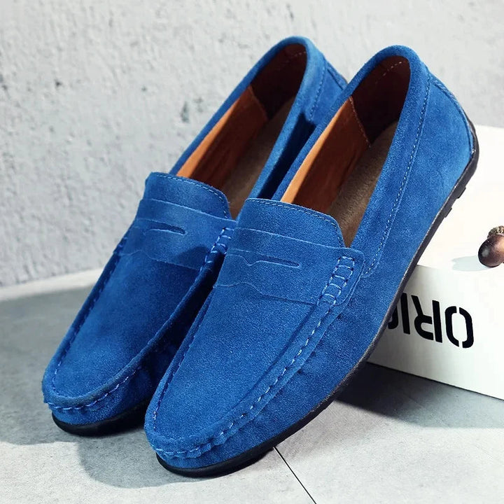 Felix men's casual slip-on loafers shown from the top angle, highlighting the comfortable cushioned insole and breathable upp