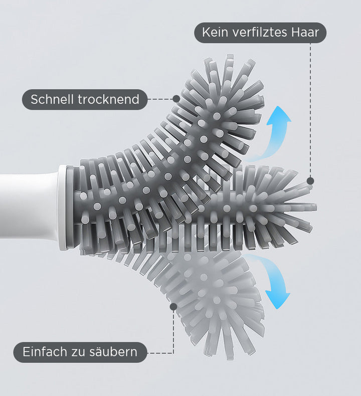 Wall mounted silicone toilet brush holder in modern bathroom setting