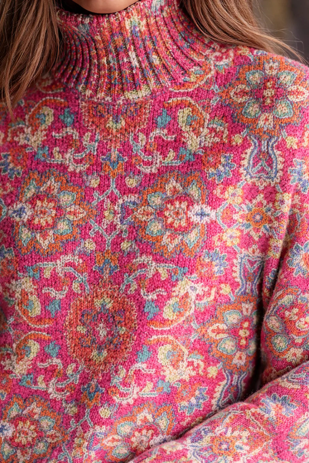 Aubrietta | Women’s Floral Print Turtleneck Sweater