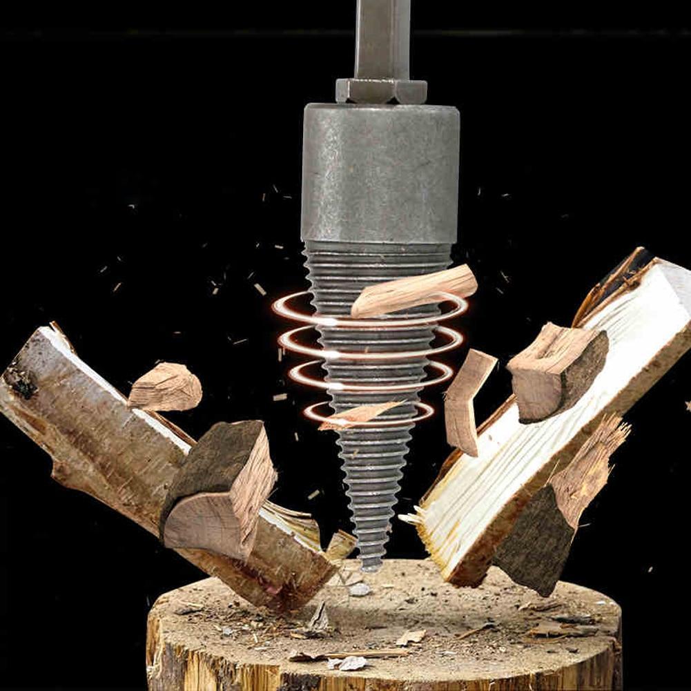 Heavy duty firewood drill bit splitting a log