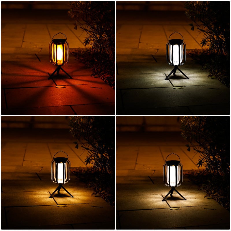 Close up of solar flame effect lantern top panel and hanging hook