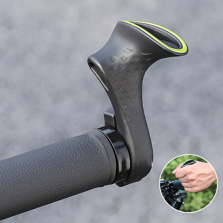 Pair of black cycling comfort grips laid flat on a neutral background