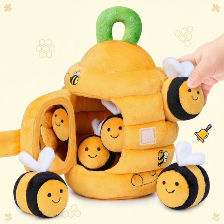 Kids forest sensory plush toy beehive style with cute little bees