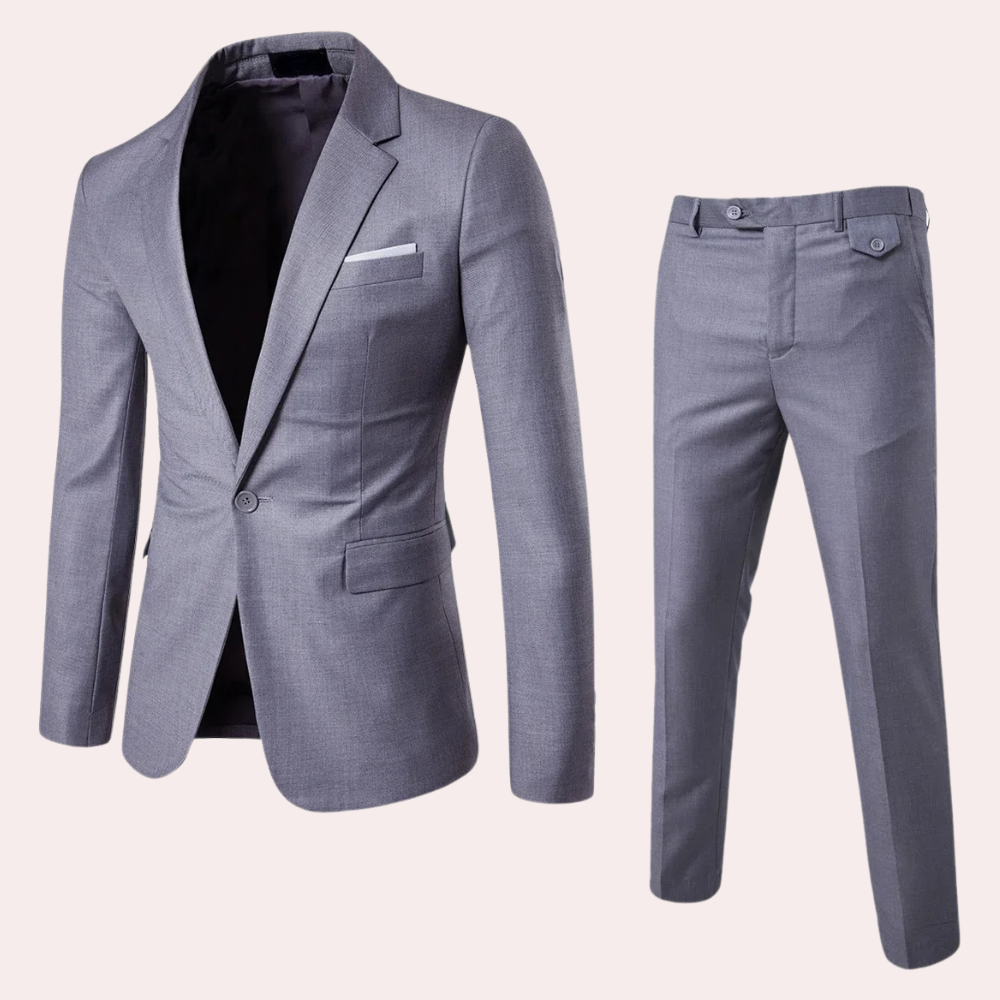 Grey men's tailored business suit set