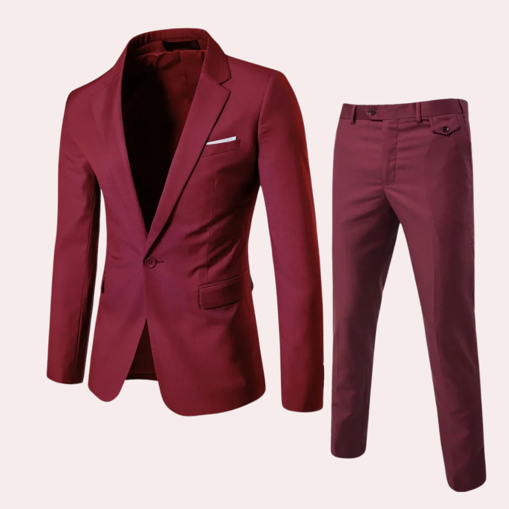 Back view of the comfortable mens suit set Thomas showing professional tailoring and fit