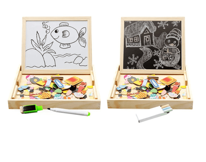 Toddler gift wooden magnetic doodle board with colorful drawing accessories