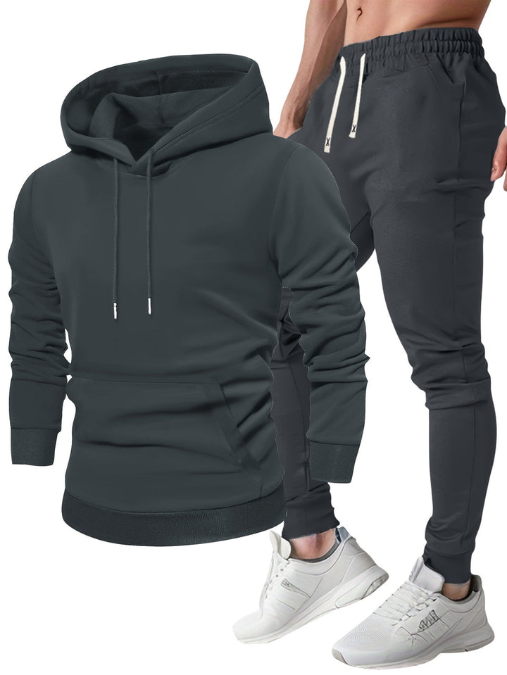 Close up of fabric texture on mens sports set hoodie and joggers