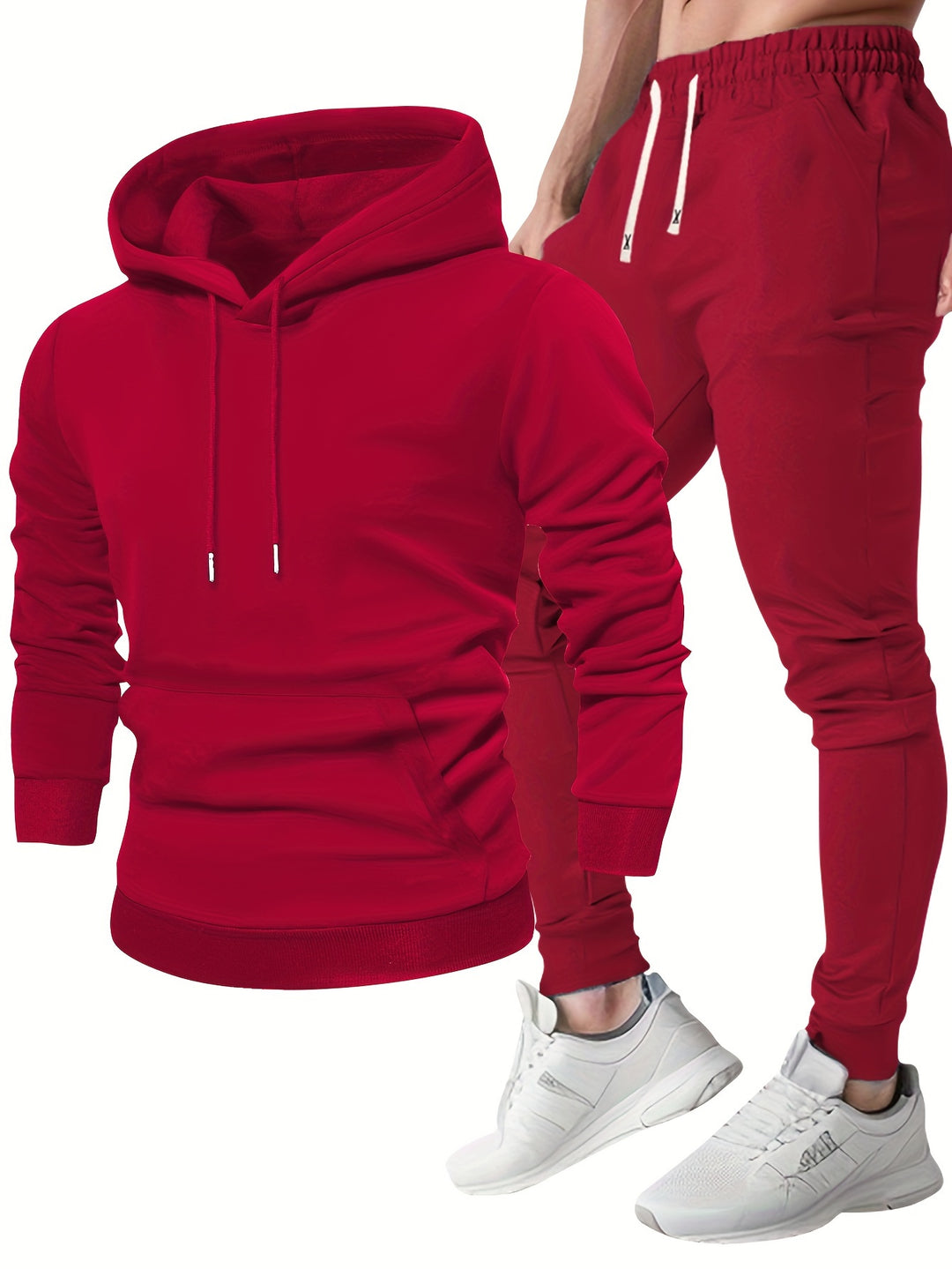 Sportswear tracksuit with adjustable drawstring hoodie and pockets