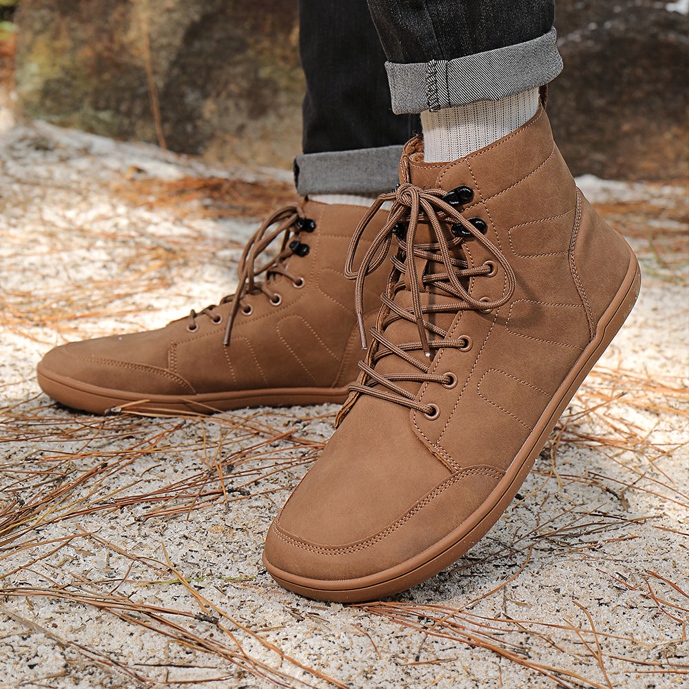 Side view of women's lined winter boots with slip-resistant tread